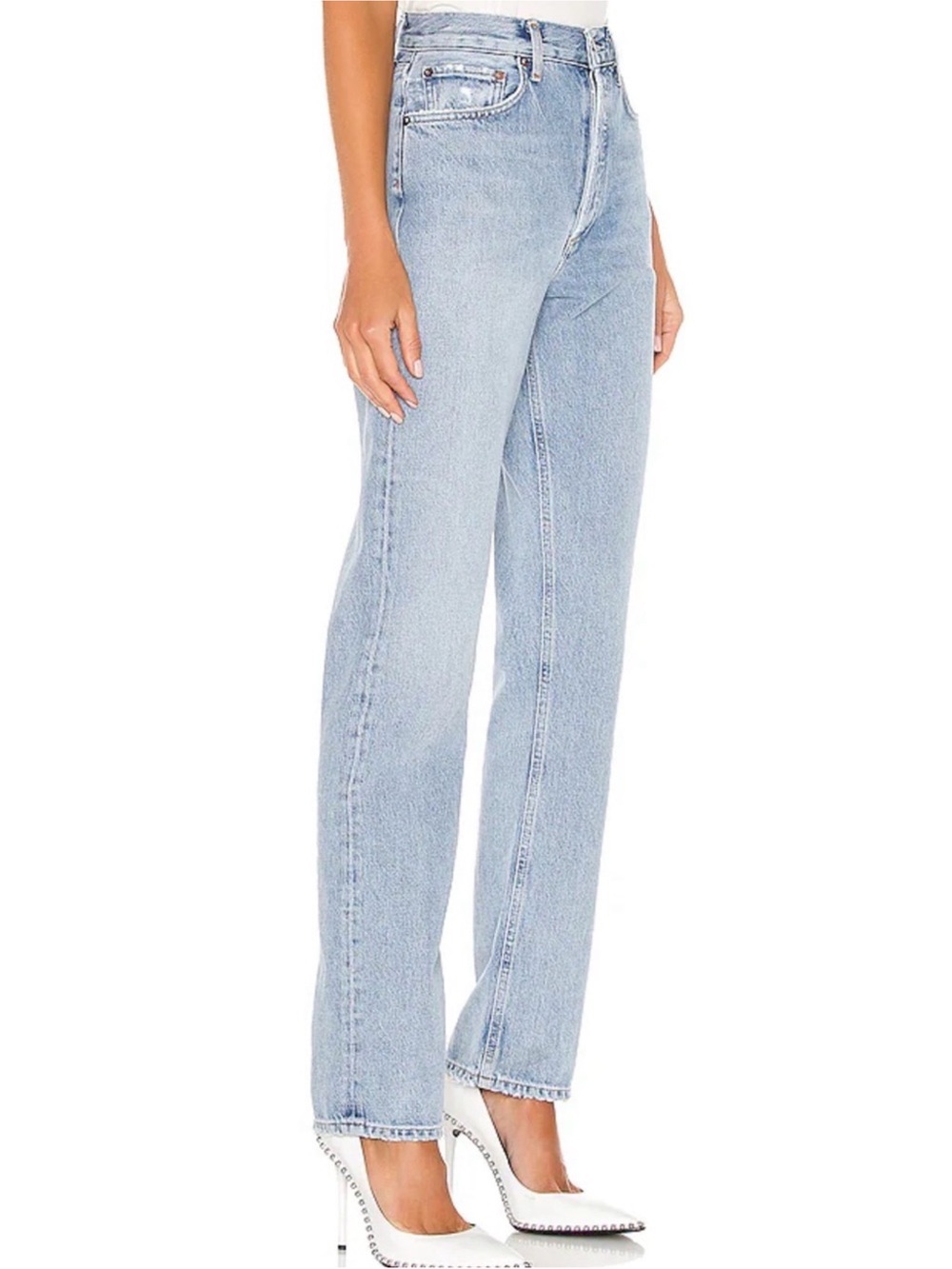 Agolde Lana Straight Leg Riptide Wash Lightly Distressed Jeans Sz 29 NWT - Picture 4 of 15
